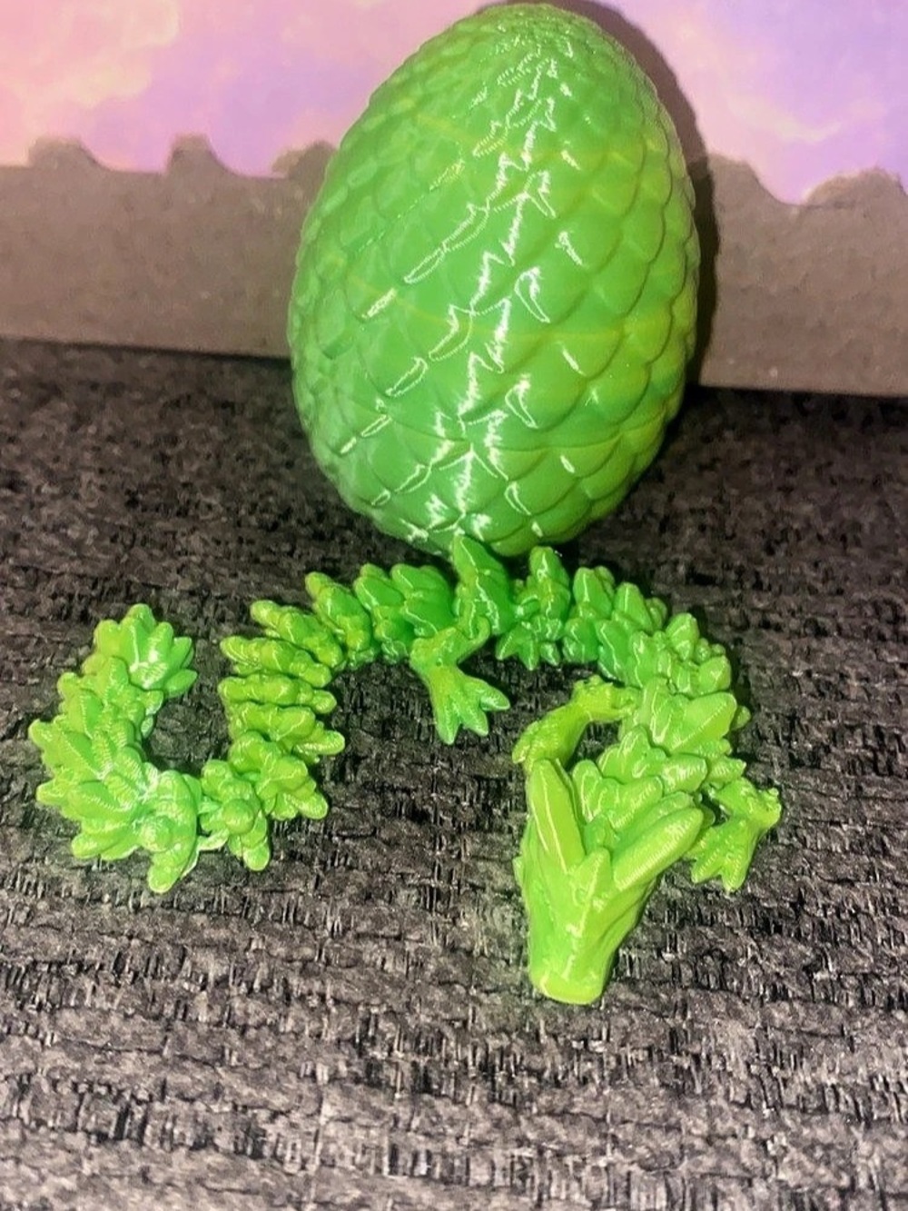3D Printed Articulated Crystal Dragon with Egg Green Toy